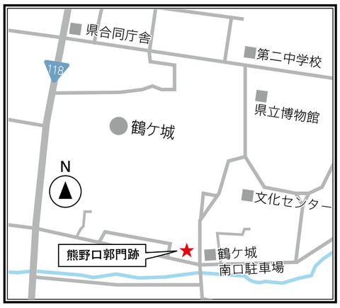 熊野口郭門跡の場所の地図
