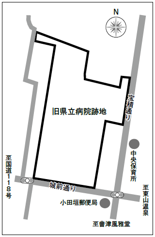 旧県立病院跡地関係敷地面積 約２７，０００平方メートル