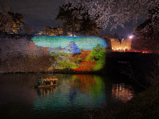 和船体験の夜間の運行風景
