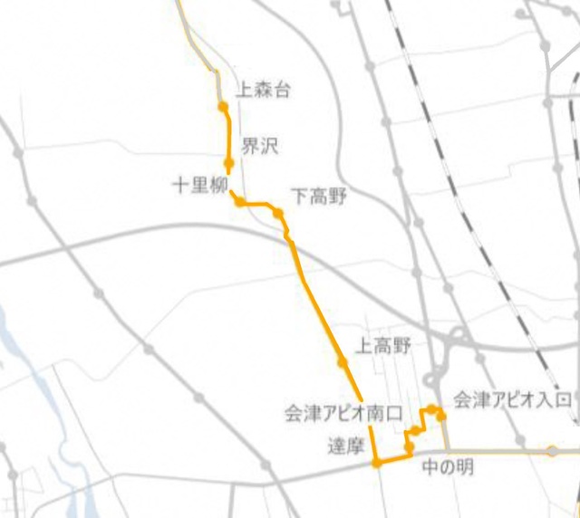 笈川線の代替経路図