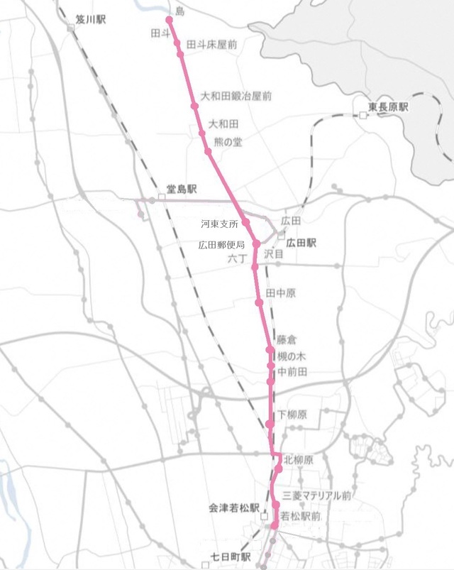 米代・河東線の代替経路図